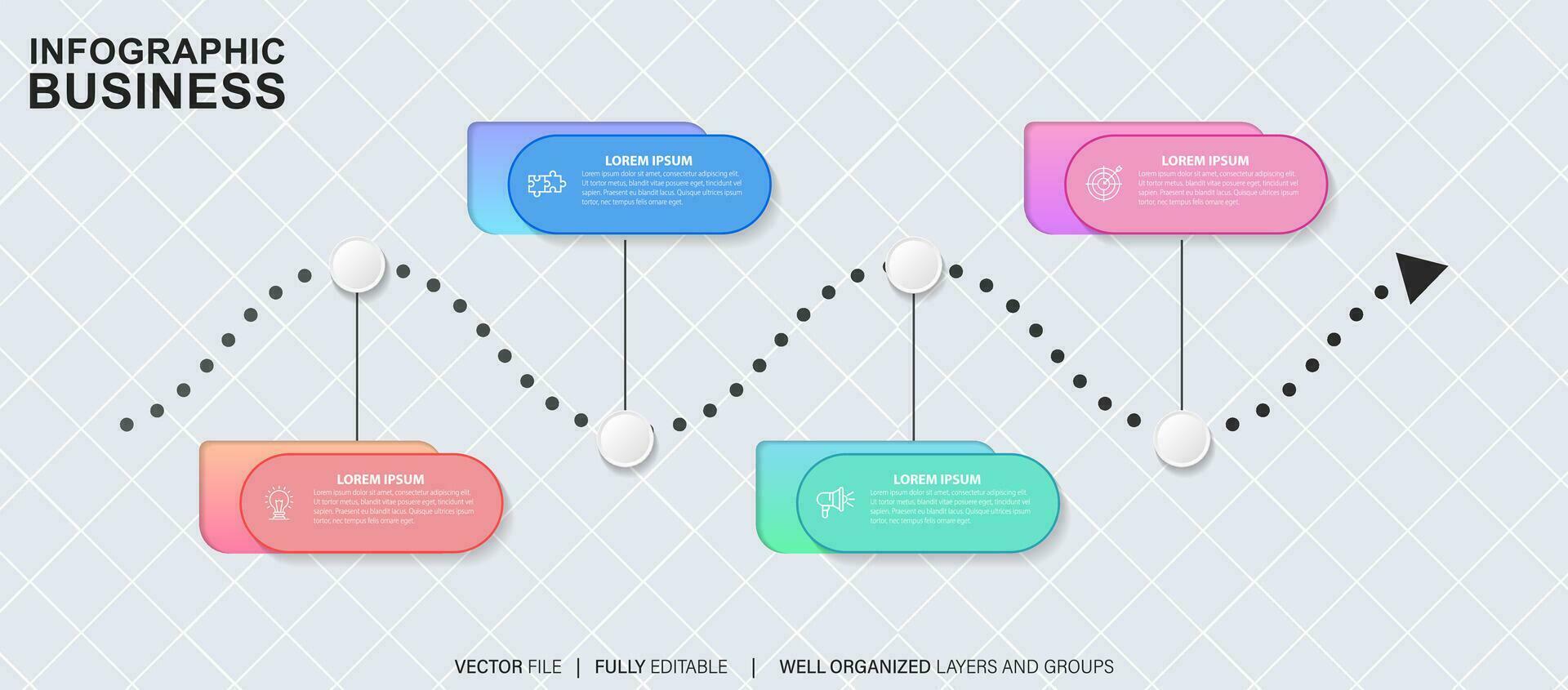 Geschäft Daten Visualisierung Zeitleiste Infografik Symbole entworfen zum abstrakt Hintergrund Vorlage Meilenstein Element modern Diagramm Prozess Technologie Digital Marketing Daten Präsentation Diagramm Vektor