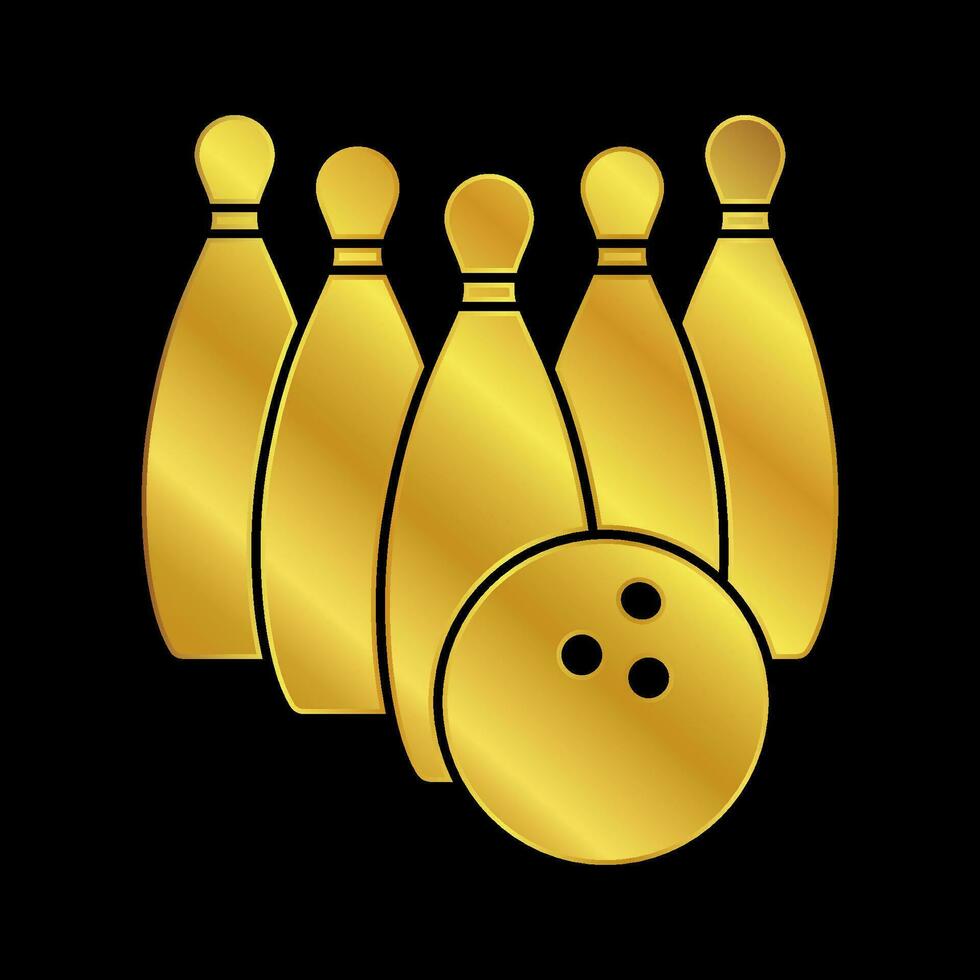guld färgad bowling ikon vektor