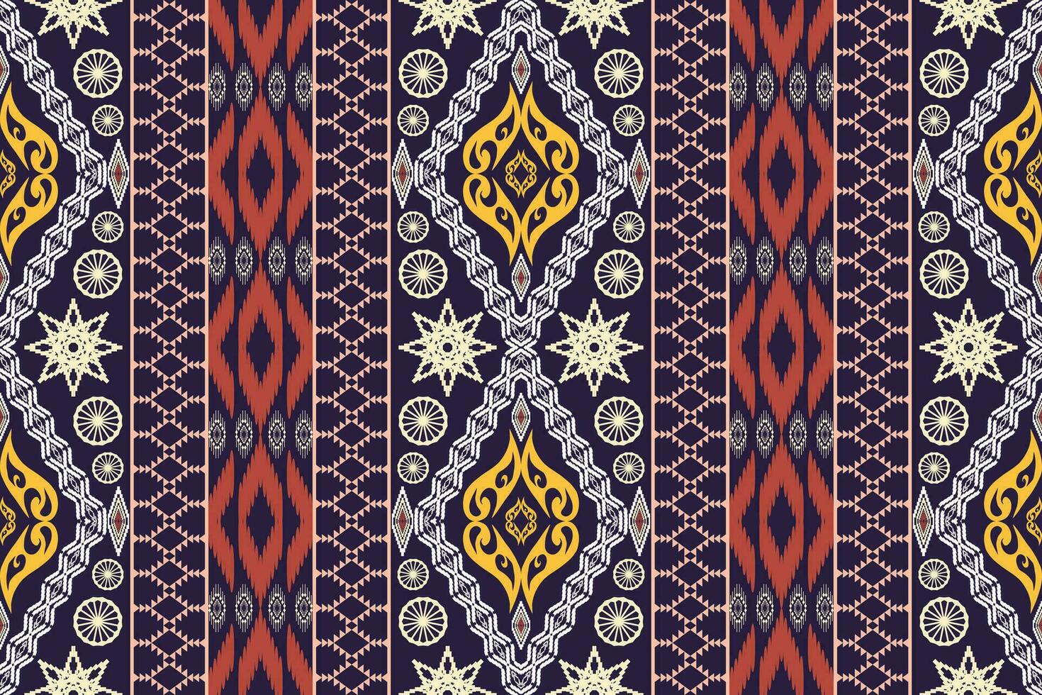 geometrisch ethnisch aztekisch Stickerei Stil.Figur Ikat orientalisch traditionell Kunst Musterdesign zum ethnisch Hintergrund, Hintergrund, Mode, Kleidung, Verpackung, Stoff, Element, Sarong, Grafik, Vektor Illustration.