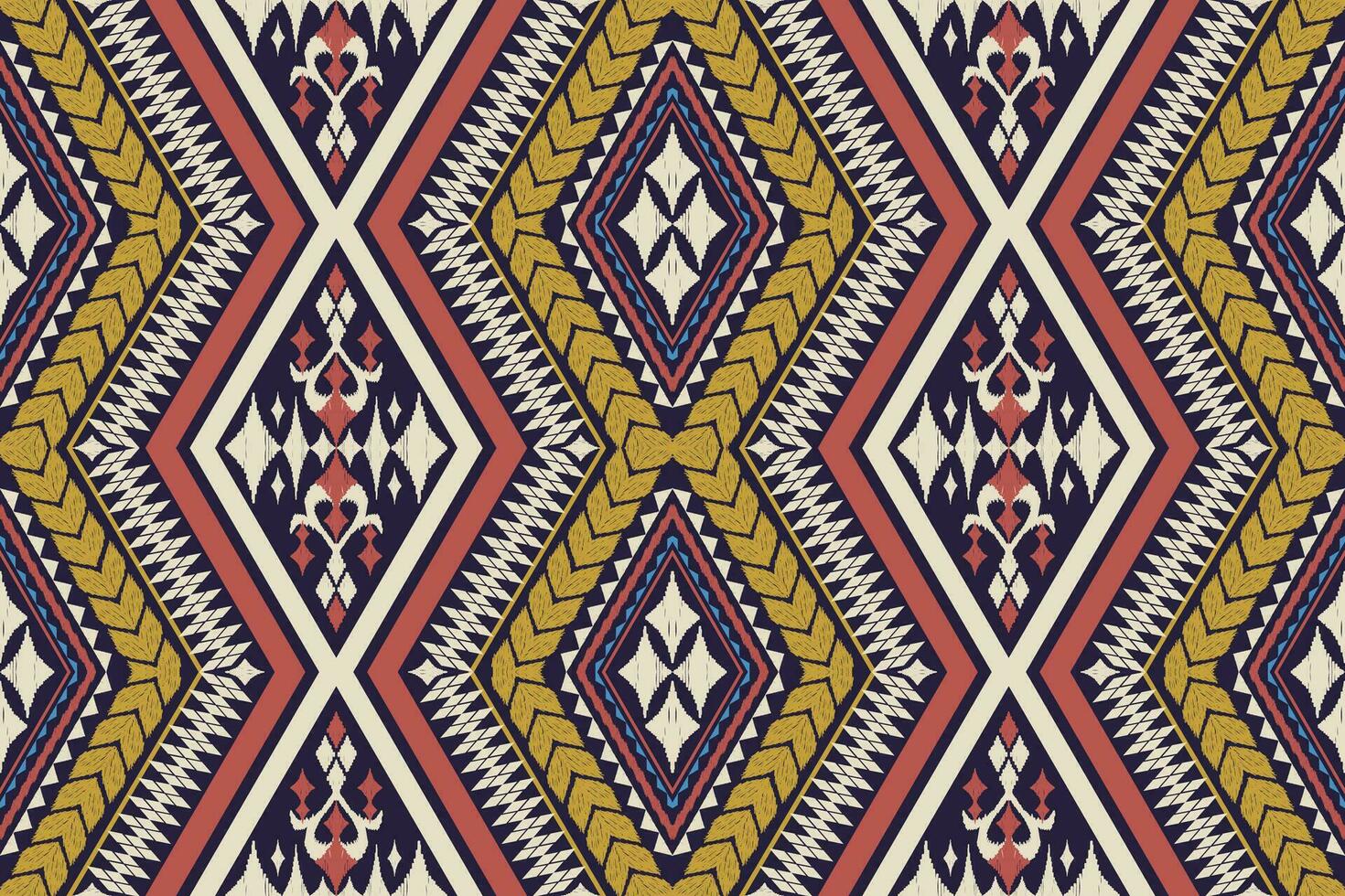 geometrisch ethnisch aztekisch Stickerei Stil.Figur Ikat orientalisch traditionell Kunst Musterdesign zum ethnisch Hintergrund, Hintergrund, Mode, Kleidung, Verpackung, Stoff, Element, Sarong, Grafik, Vektor Illustration.