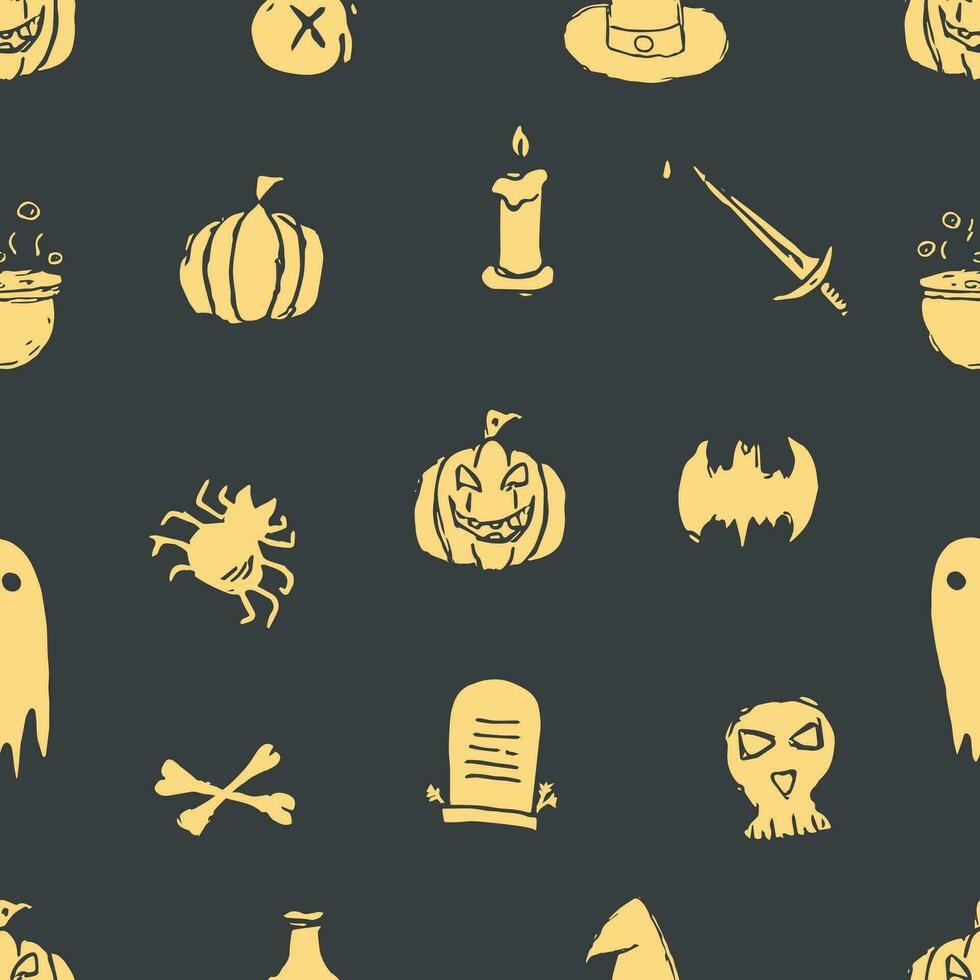 sömlösa halloween mönster. doodle halloween bakgrund vektor