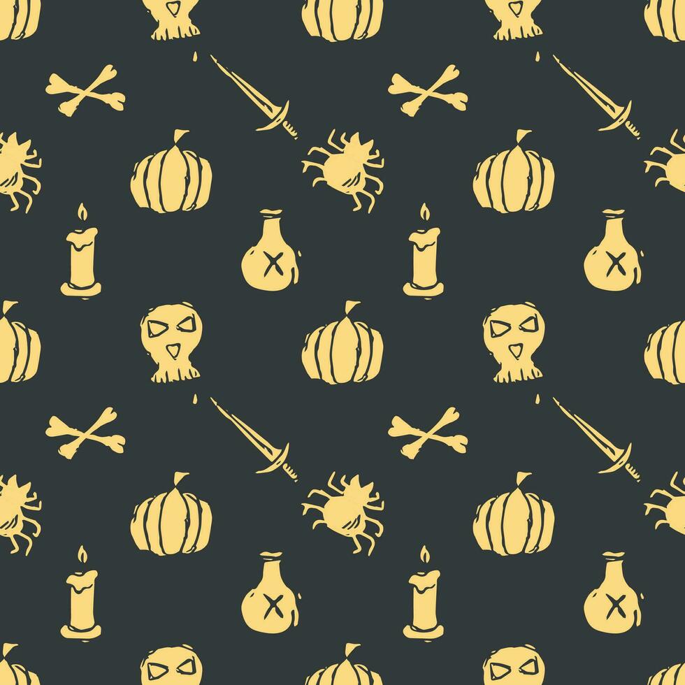 Nahtloses Halloween-Muster. Gekritzel-Halloween-Hintergrund vektor
