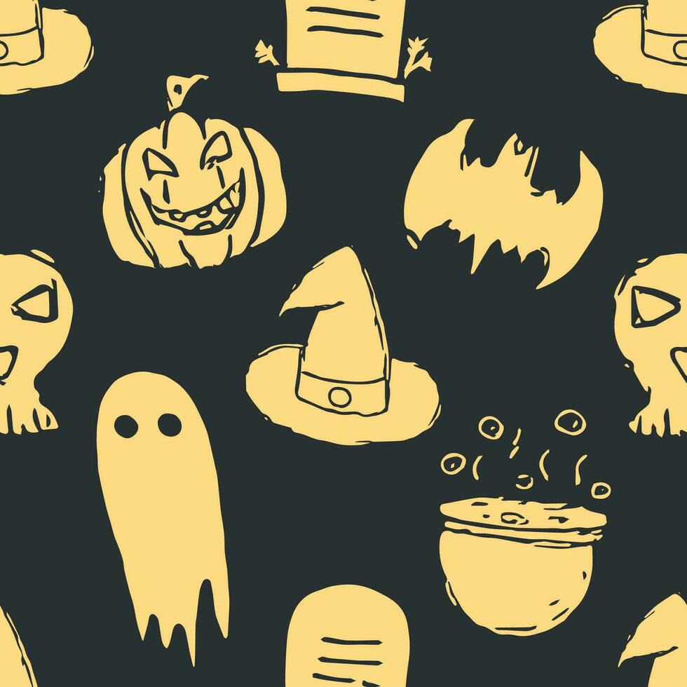 sömlösa halloween mönster. doodle halloween bakgrund vektor