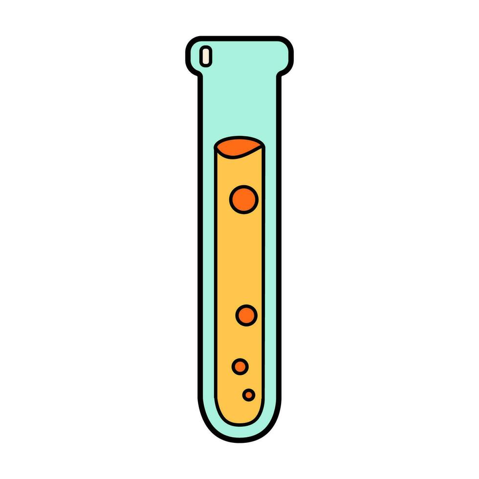 vetenskap skola kemisk flaska ikon. kemi och biologi utbildning laboratorium tecknad serie testa rör. djärv ljus labb Utrustning. vektor illustration isolerat på vit.