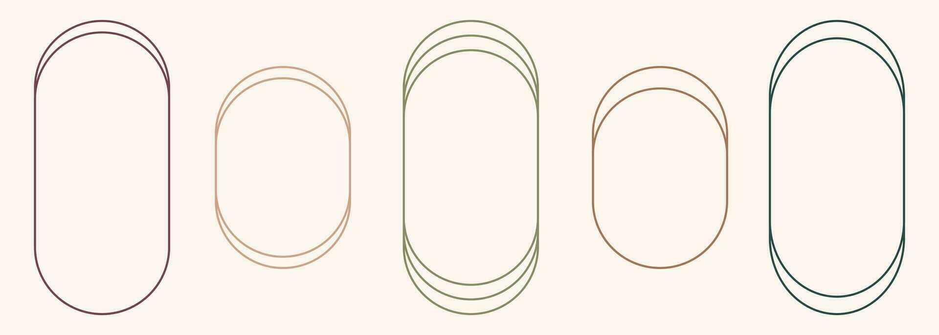 modern minimalistisk estetisk linje båge ramar i trendig boho stil. modern y2k vektor design översikt geometrisk form för baner, social media, affisch. form islamic dörr silhuett arabicum gräns.
