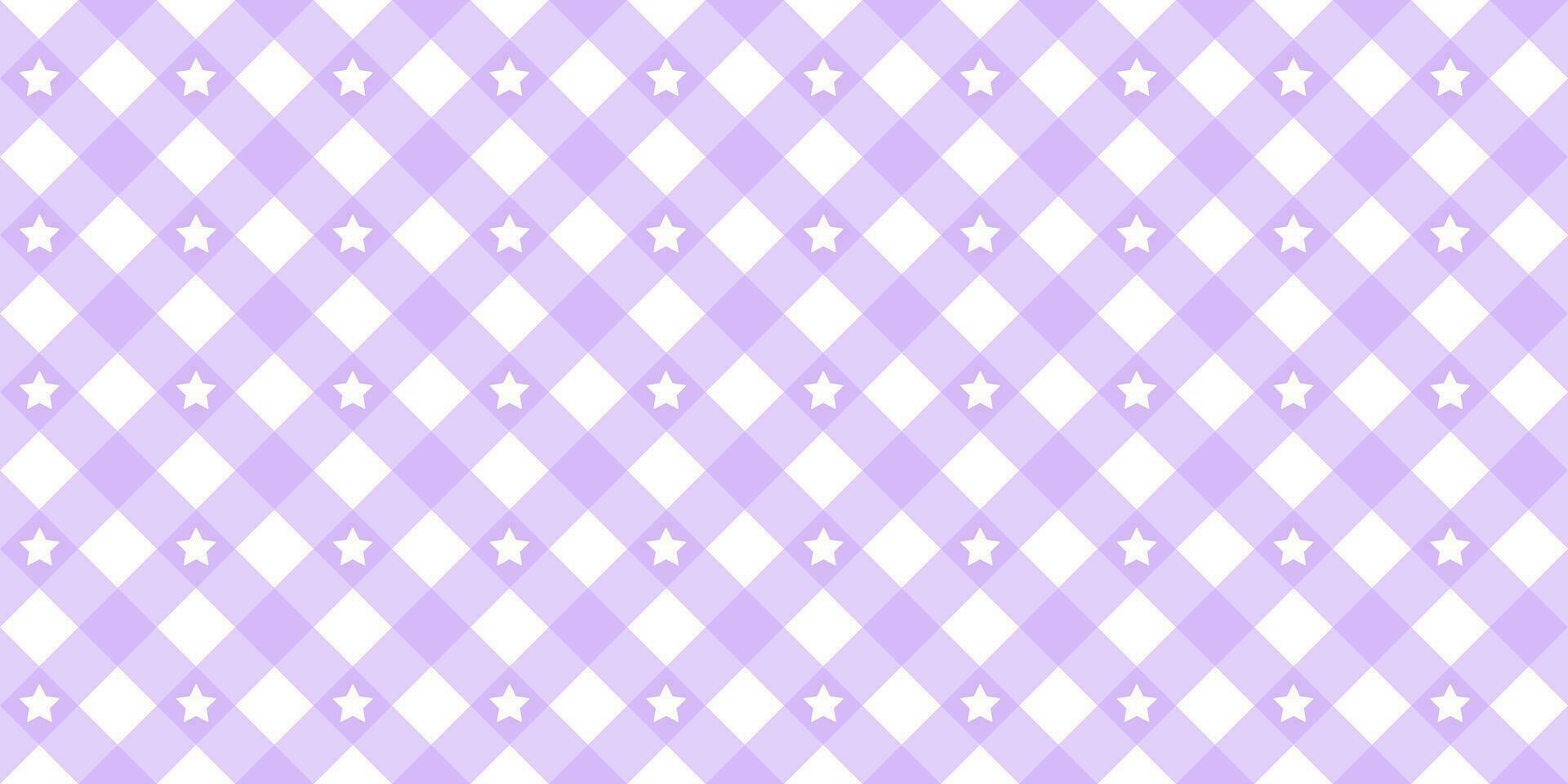 Gingham Star diagonal nahtlos Muster im lila Pastell- Farbe. vichy Plaid Design zum Ostern Urlaub Textil- dekorativ. Vektor kariert Muster zum Stoff - - Decke, Tischdecke, Kleid, Serviette.