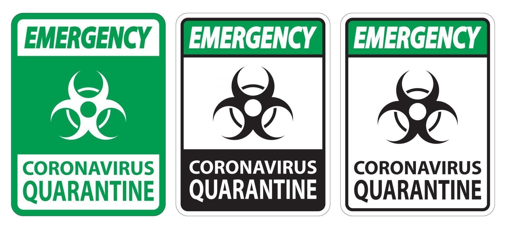 Notfall-Coronavirus-Quarantänezeichen-Isolat auf weißem Hintergrund, Vektorillustration eps.10 vektor