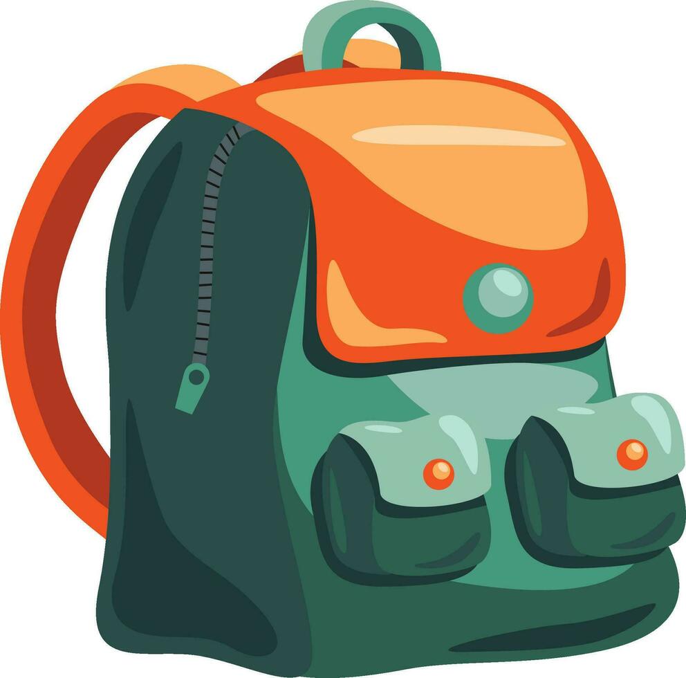grön ryggsäck för studerande skolbarn eller resande ClipArt på en vit isolerat bakgrund vektor