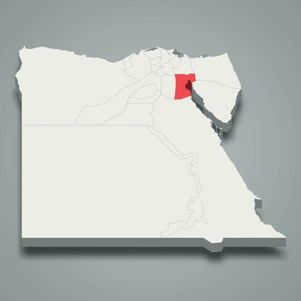 Region Ort innerhalb Ägypten 3d Karte vektor