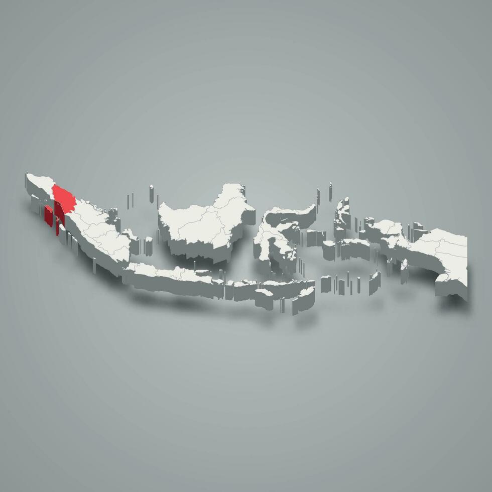 norr sumatra provins plats indonesien 3d Karta vektor