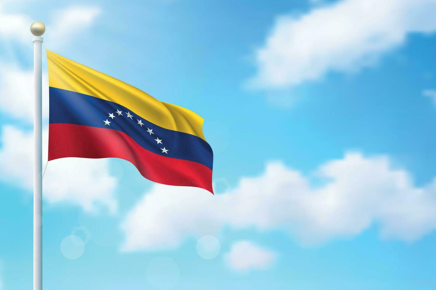 vinka flagga av venezuela på himmel bakgrund. mall för oberoende vektor