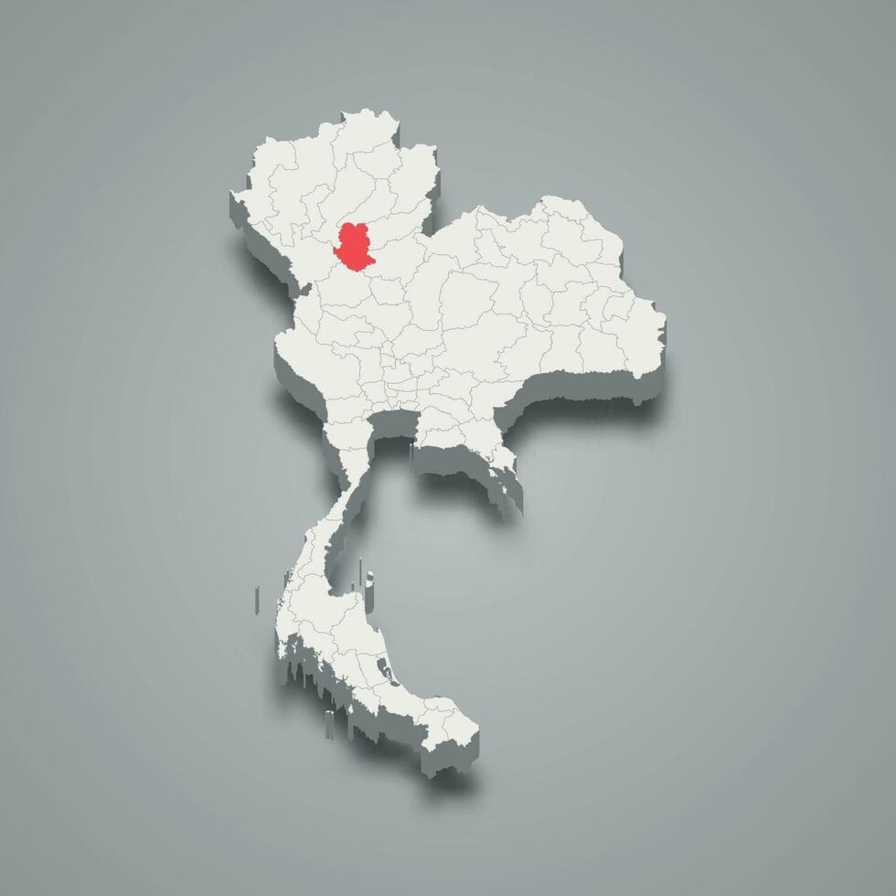 Sukhothai Provinz Ort Thailand 3d Karte vektor