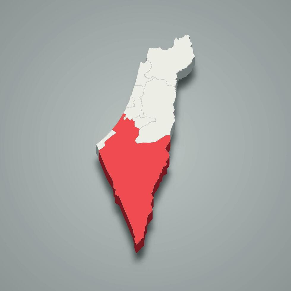 sydlig distrikt plats inom Israel 3d Karta vektor