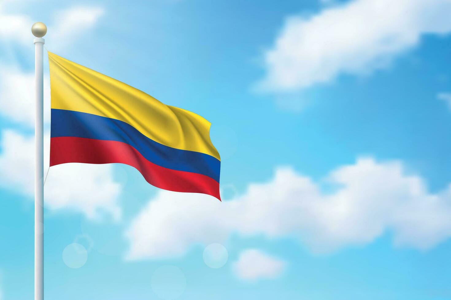 vinka flagga av colombia på himmel bakgrund. mall för oberoende vektor