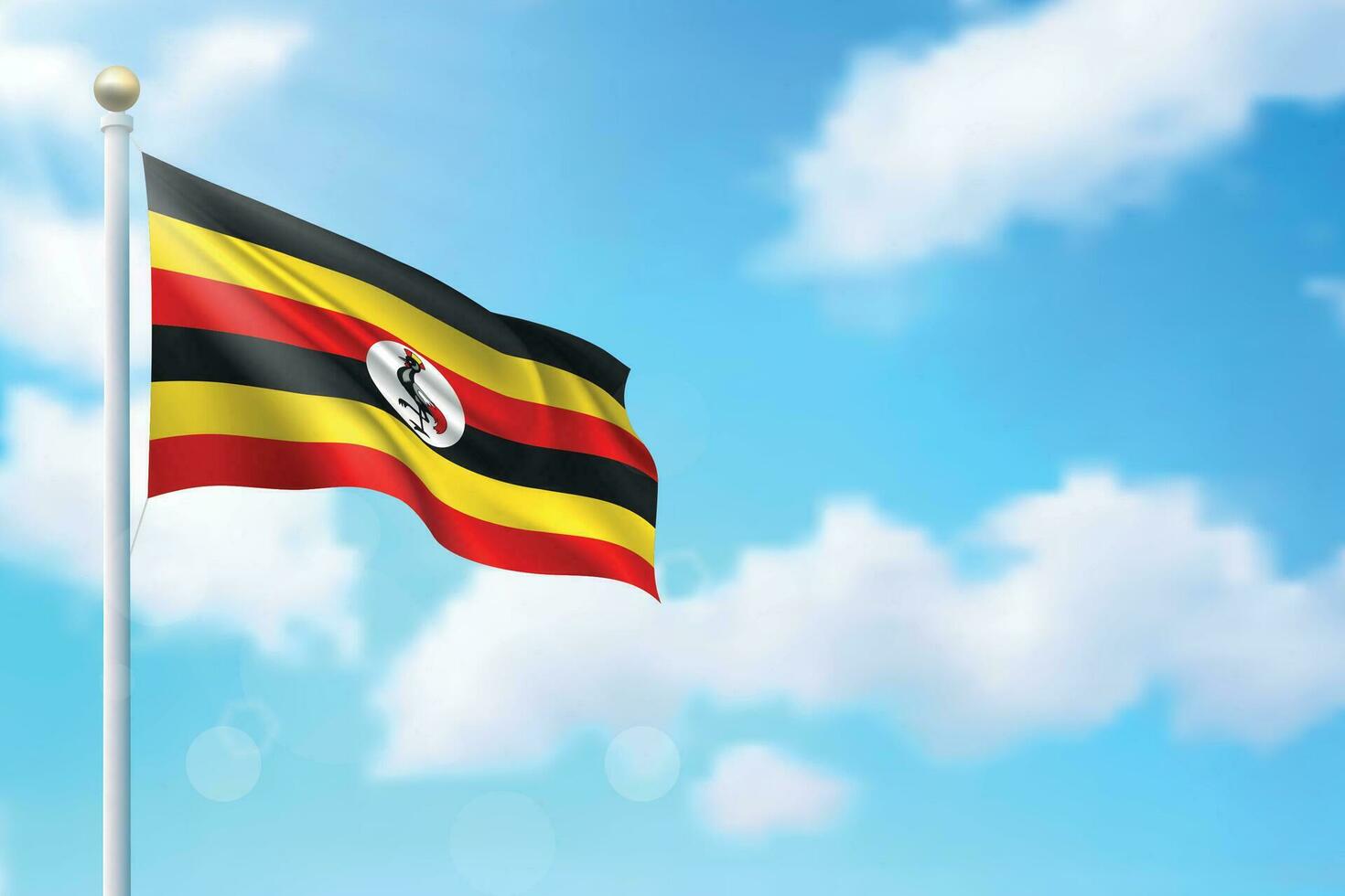 vinka flagga av uganda på himmel bakgrund. mall för oberoende vektor