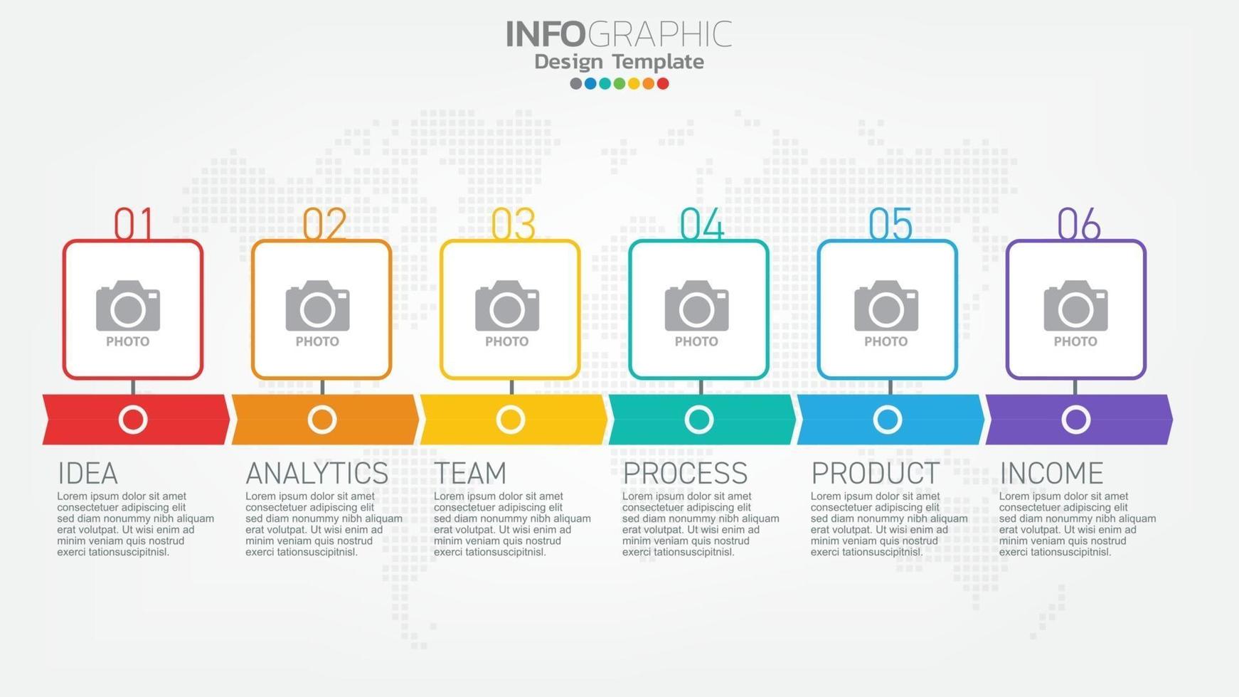 Infograph Schritte Farbelement mit Pfeil, Diagrammdiagramm, Business-Online-Marketing-Konzept. vektor