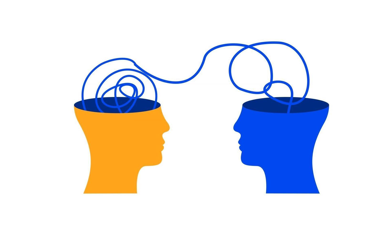 Austausch von Ideen zum Austausch von Geisteszuständen psychische Gesundheit Depression Bewusstsein flache Illustration Design Vektor Banner