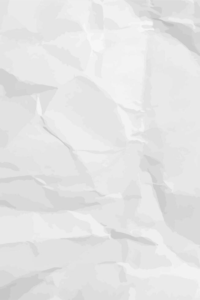 vit rena skrynkliga papper bakgrund. vertikal skrynkliga tömma papper mall för posters och banderoller. vektor illustration