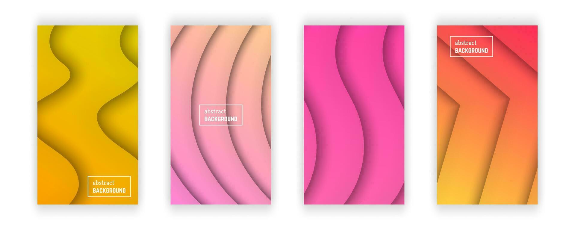 abstrakt minimal lutning geometrisk bakgrund. uppsättning av fyra Vinka lager form för baner, mallar, kort. vektor illustration.