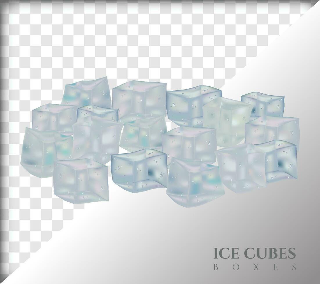 uppsättning av vektor illustrationer av smältande realistisk stil is kuber