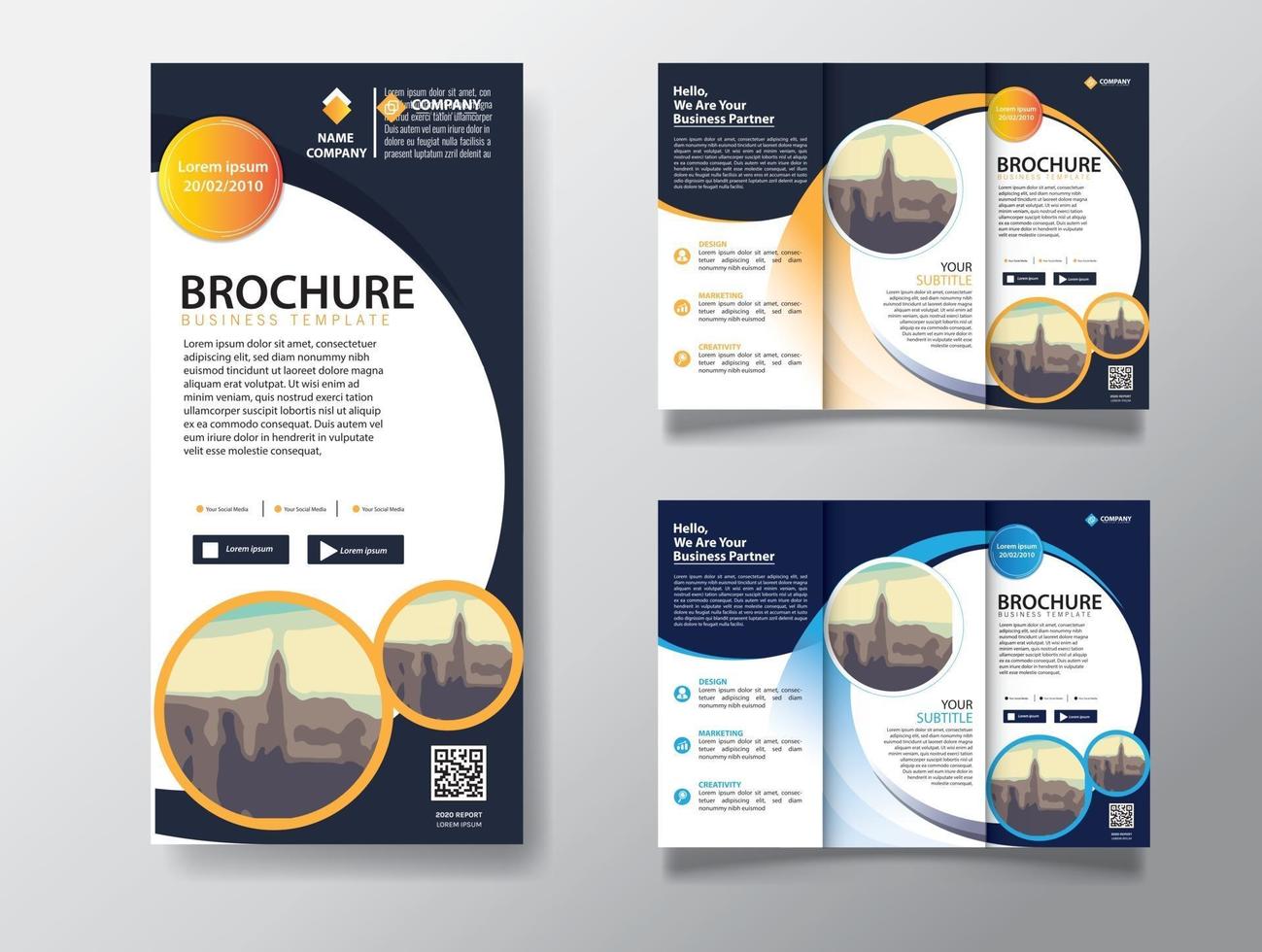 trippel broschyrmall för marknadsföring av marknadsföring vektor