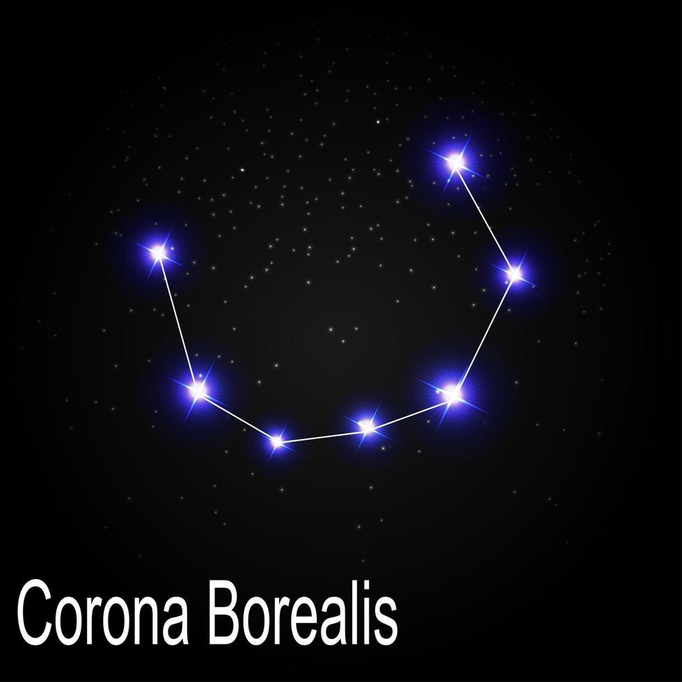corona borealis konstellation med vackra ljusa stjärnor på bakgrund av kosmisk himmel vektorillustration vektor