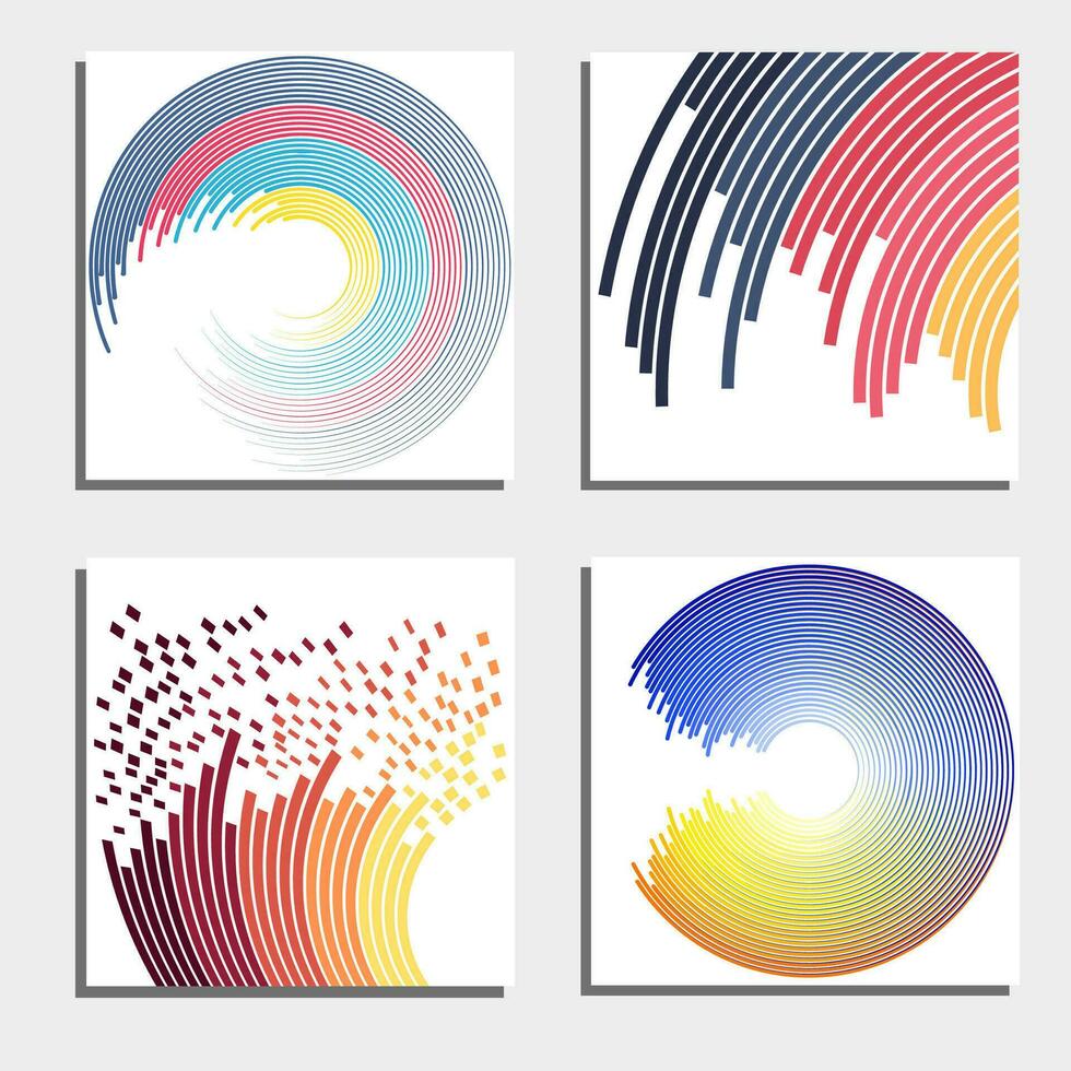 uppsättning av fyra skön abstrakt bakgrunder. abstrakt blixt ljus cirklar. vektor illustration.