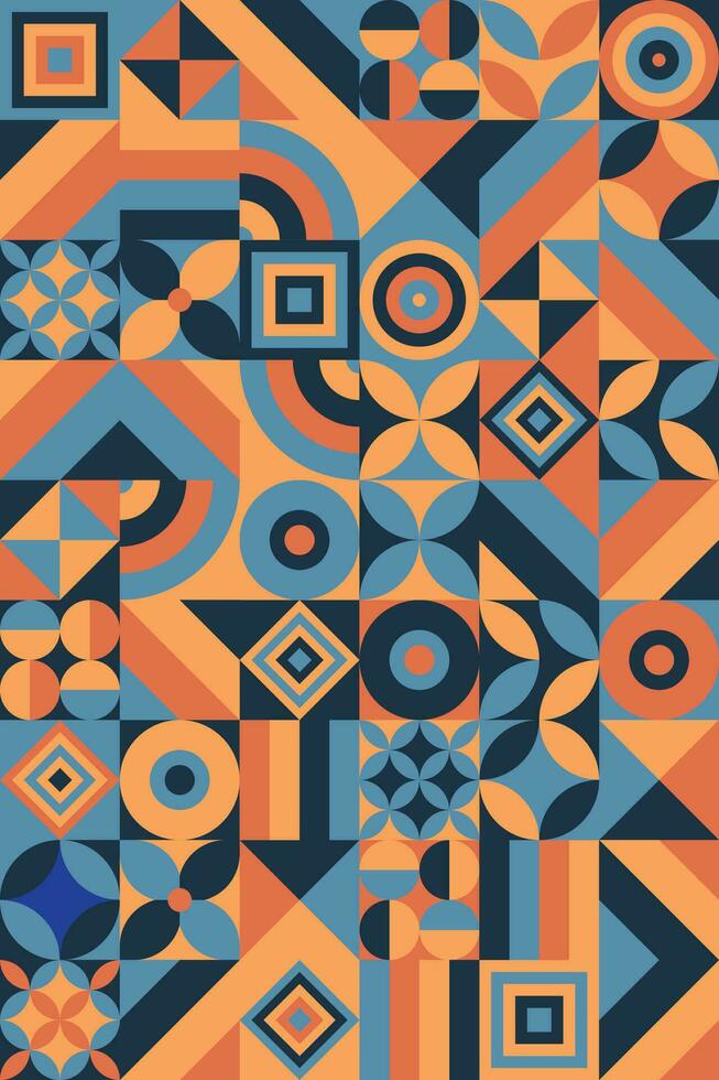 sömlös mönster med abstrakt geometrisk former. bauhaus med retro Färg bakgrund. modern stil textur. vektor