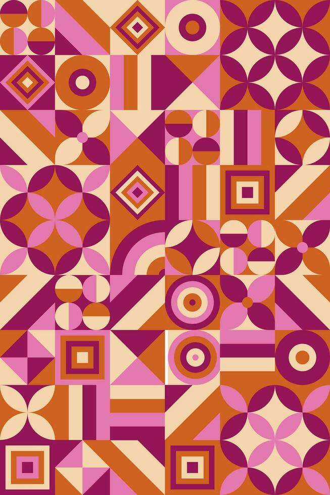 nahtlos Muster mit abstrakt geometrisch Formen. Bauhaus mit retro Farbe Hintergrund. modern Stil Textur. vektor