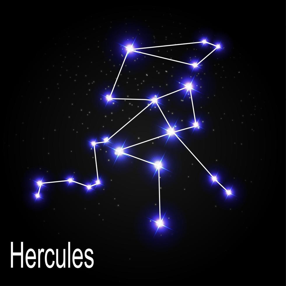 hercules konstellation med vackra ljusa stjärnor på bakgrunden av kosmisk himmel vektorillustration vektor