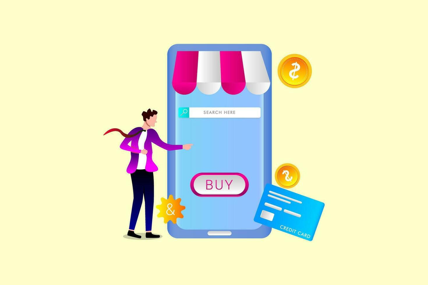 Einkaufen Konzept. Verkauf, Rabatte, online Geschäft App zum Handy, Mobiltelefon Telefon vektor