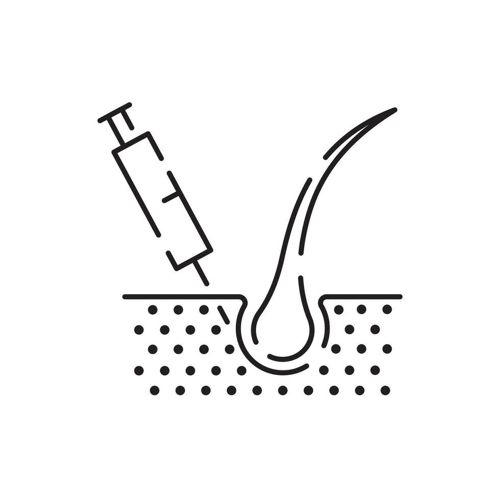 hår förlust behandling platt linje ikon. schampo ph, mjäll, hår tillväxt, keratin, balsam flaska vektor illustration. översikt tecken för skönhet butiker.