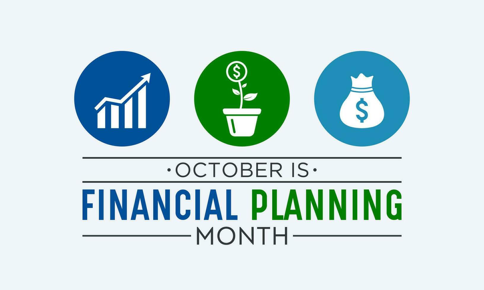 finansiell planera ponth är observerats varje år i oktober. oktober är finansiell planera månad. vektor mall för baner, hälsning kort, affisch med bakgrund. vektor illustration.