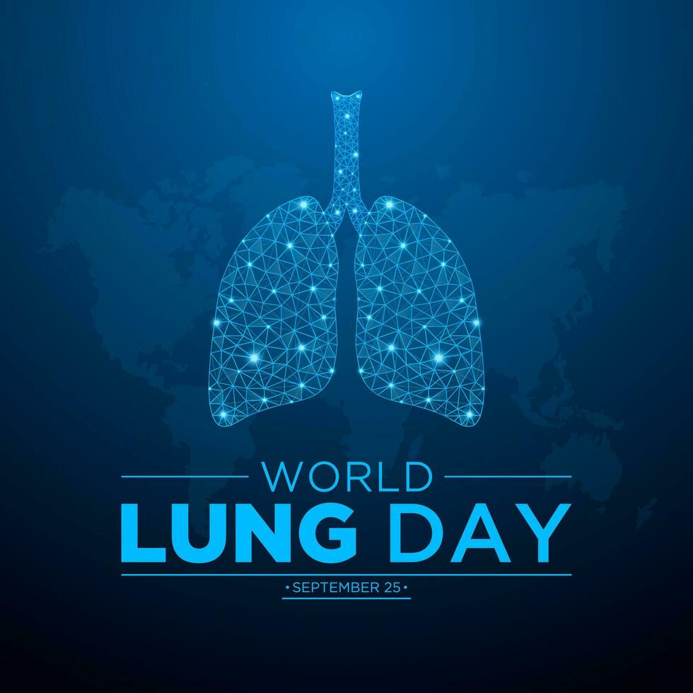värld lunga dag. vektor illustration av värld lunga dag medvetenhet affisch med friska lungor och inhalator.