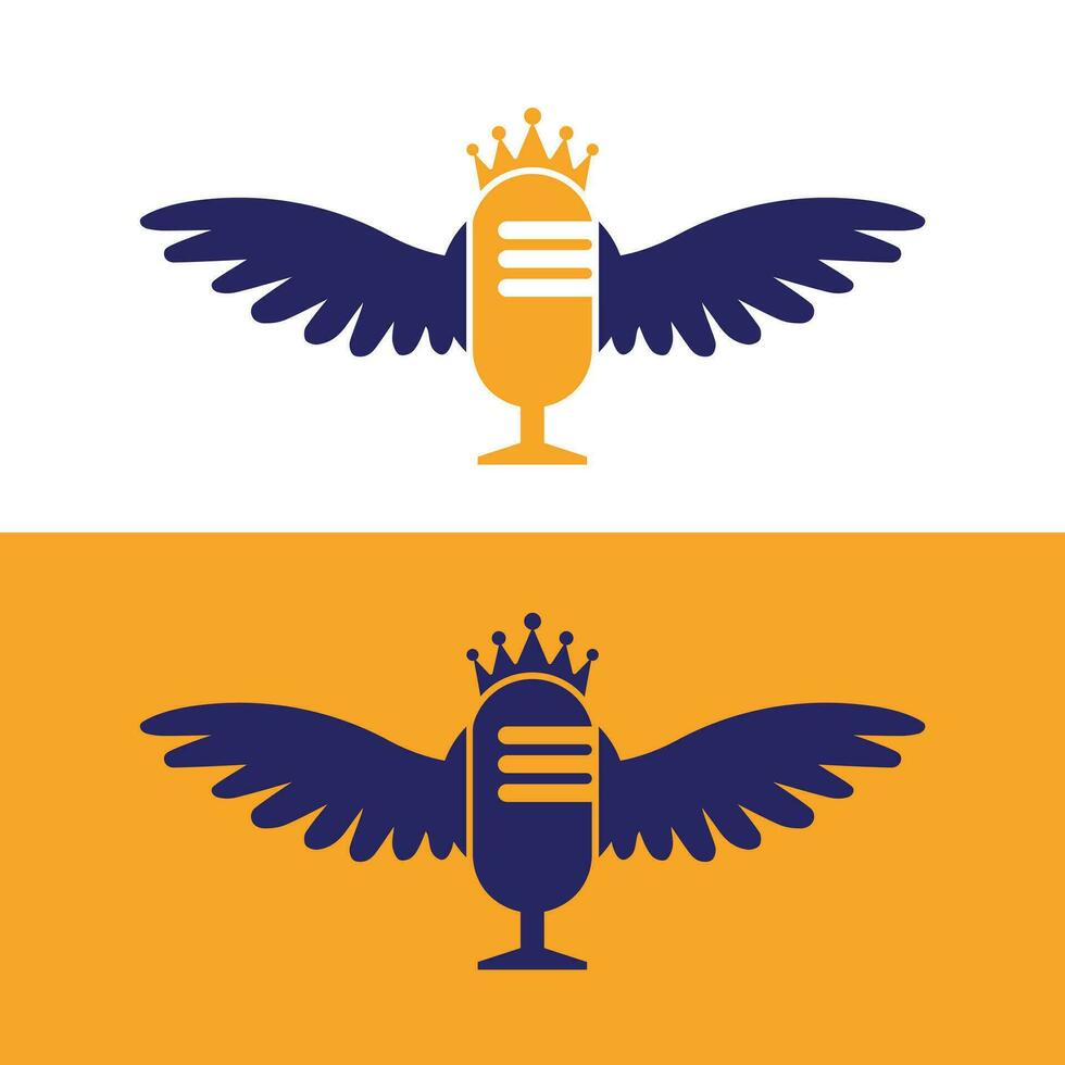 flygande mic podcast logotyp design. vektor