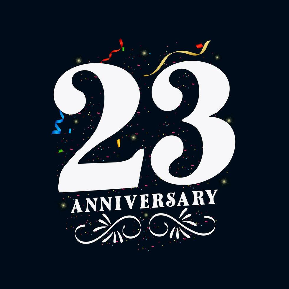 23 årsdag lyxig gyllene Färg 23 år årsdag firande logotyp design mall vektor