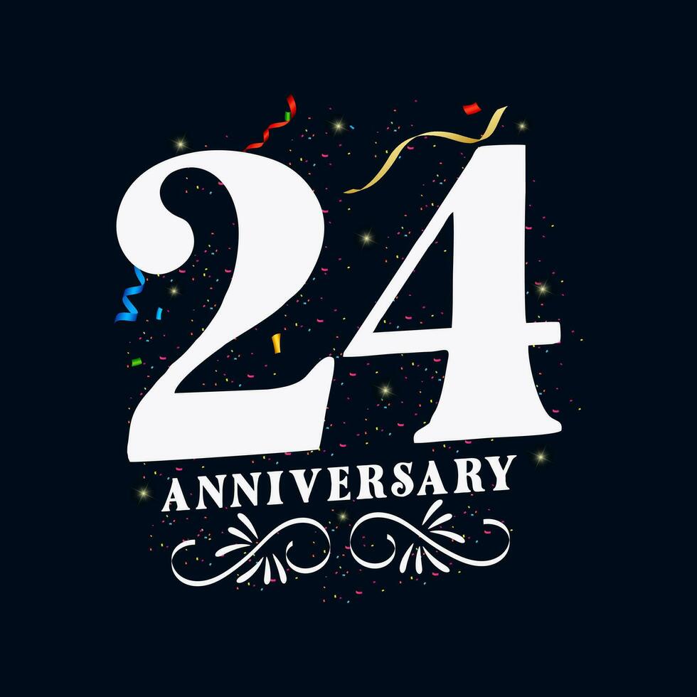 24 årsdag lyxig gyllene Färg 24 år årsdag firande logotyp design mall vektor