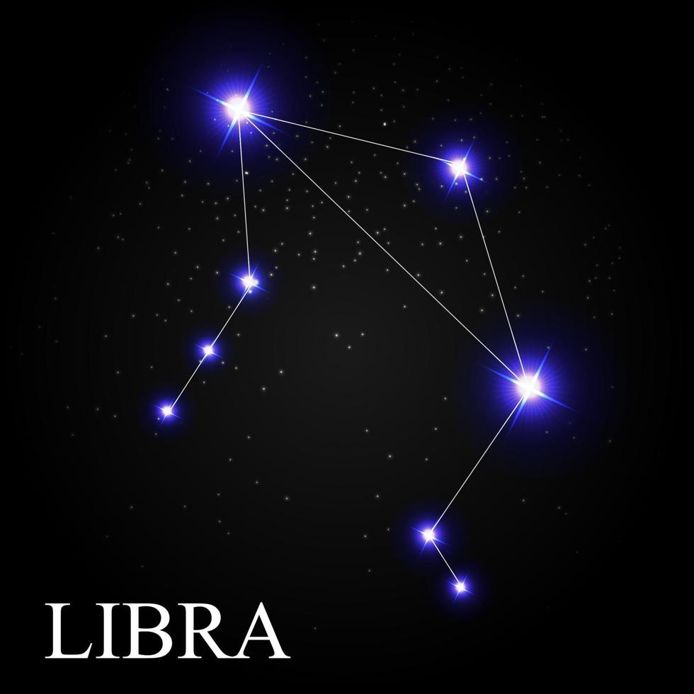 libra stjärntecken med vackra ljusa stjärnor på bakgrunden av kosmisk himmel vektorillustration vektor