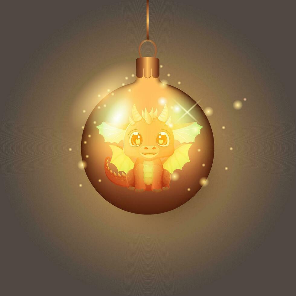 leksak ballong med drake bild, ny år, symbol . jul träd leksak vektor