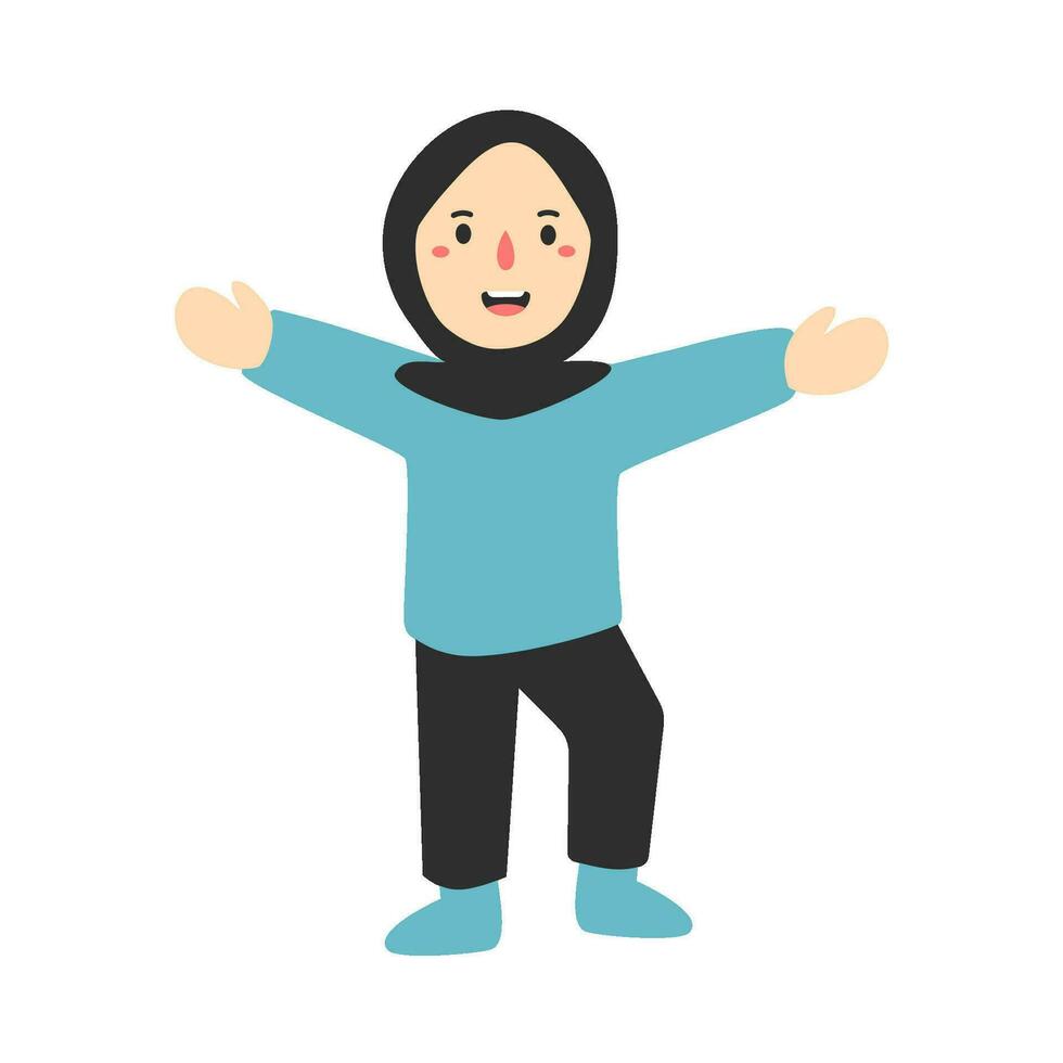 muslim barn bär hijab illustration vektor