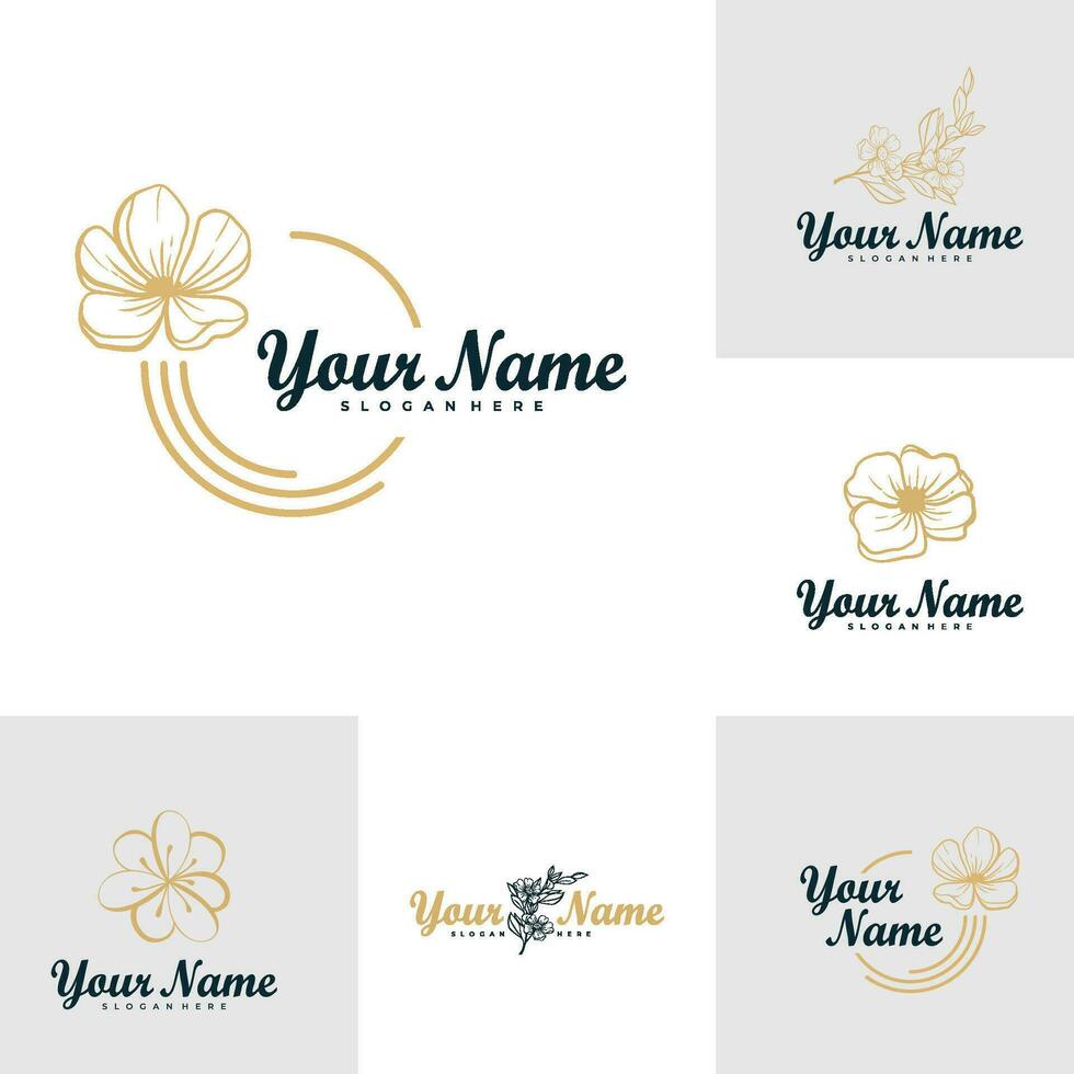 einstellen von elegant Rose Blume Logo Design Vektor. minimalistisch Rose Blume Logo Design Vorlage Konzept vektor