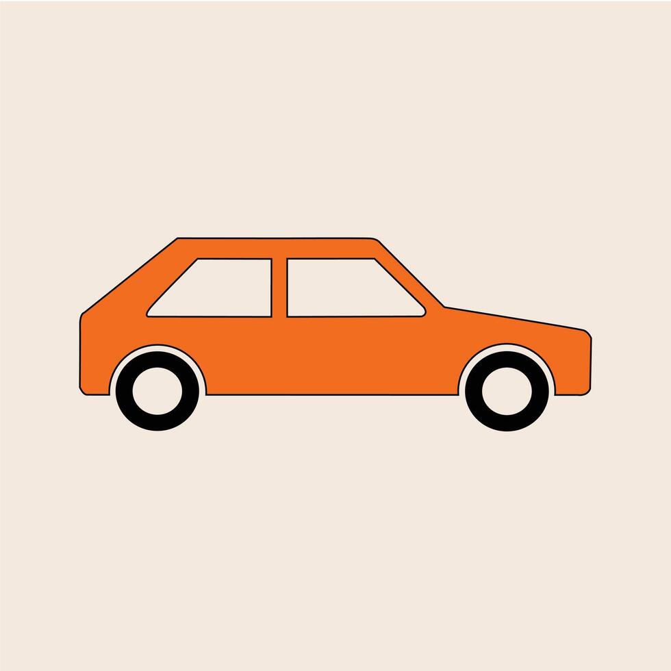 platt orange bil ikon tecknad serie stil vektor