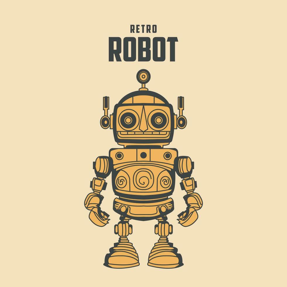 robot retro vektor stock illustration
