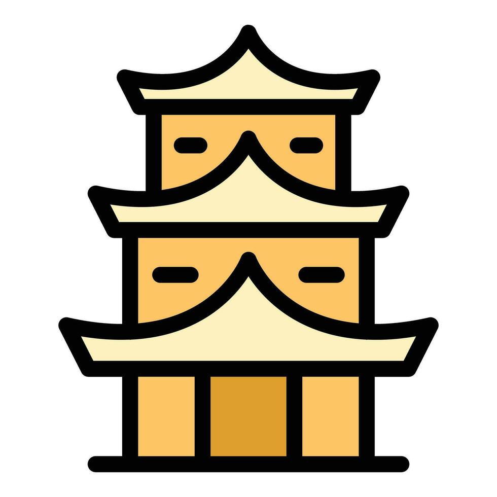 trädgård pagod ikon vektor platt