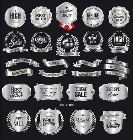 Retro silver badge vektor illustration samling