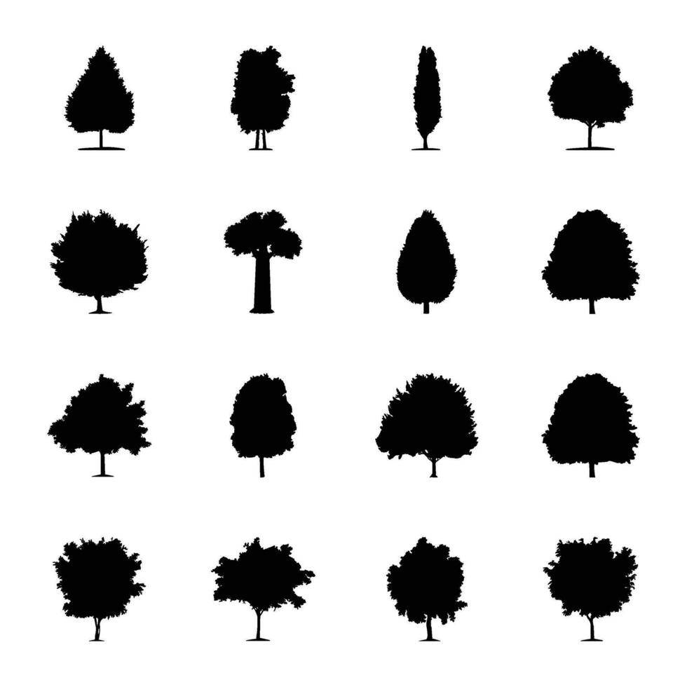 Pack von Bäume Glyphe Symbole vektor
