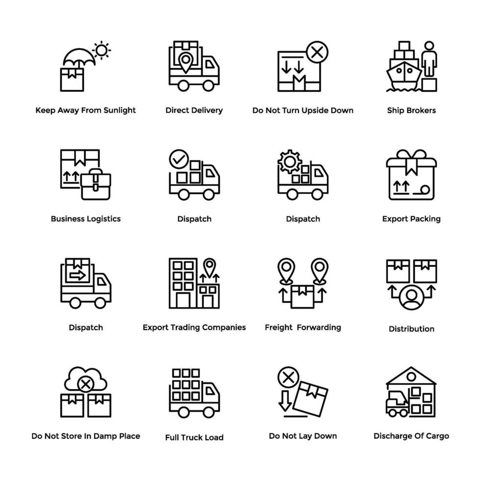 Vektor Linie Symbole Sammlung von logistisch Lieferung