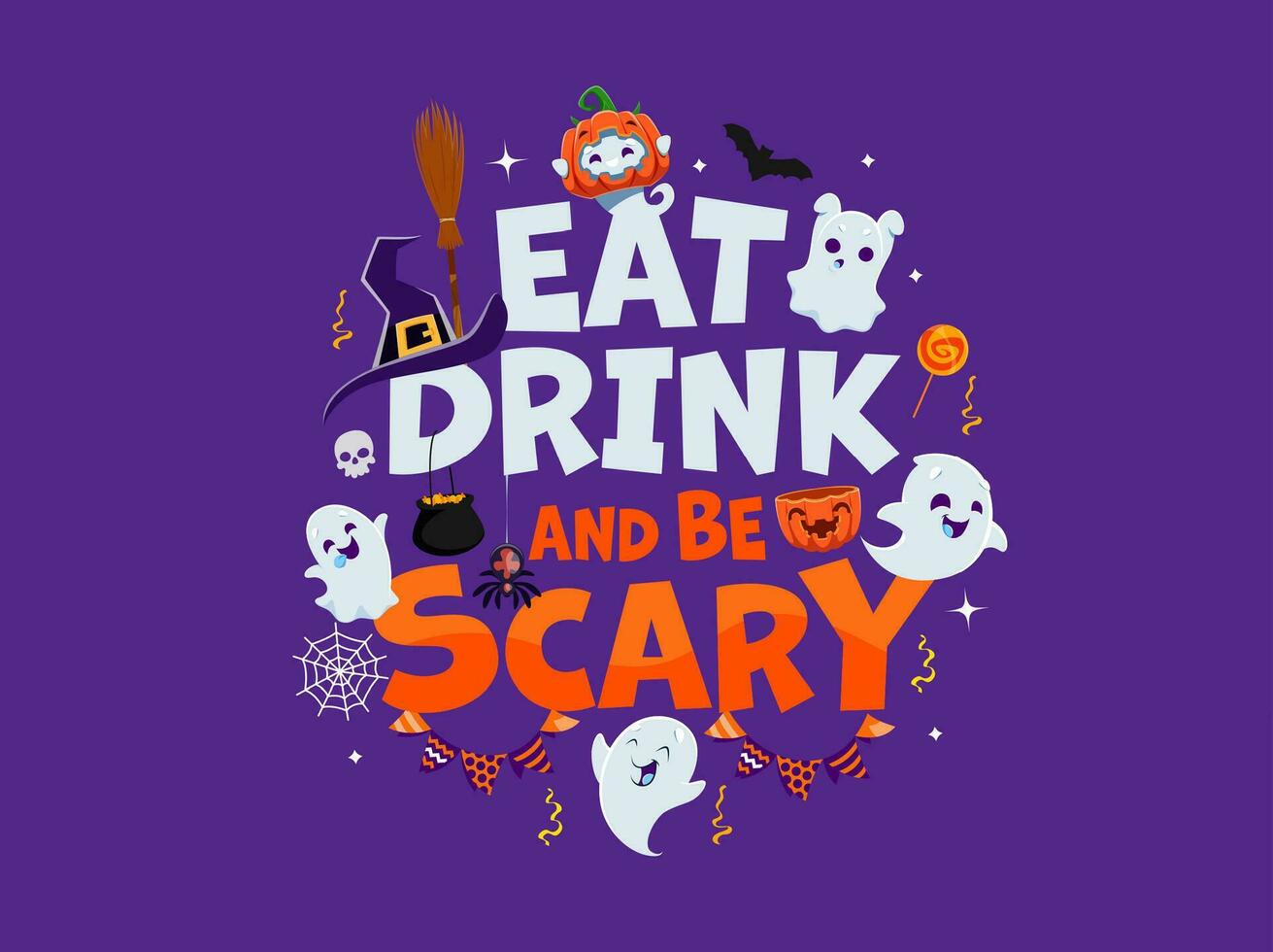 Halloween Urlaub Zitat essen, trinken und Sein unheimlich vektor