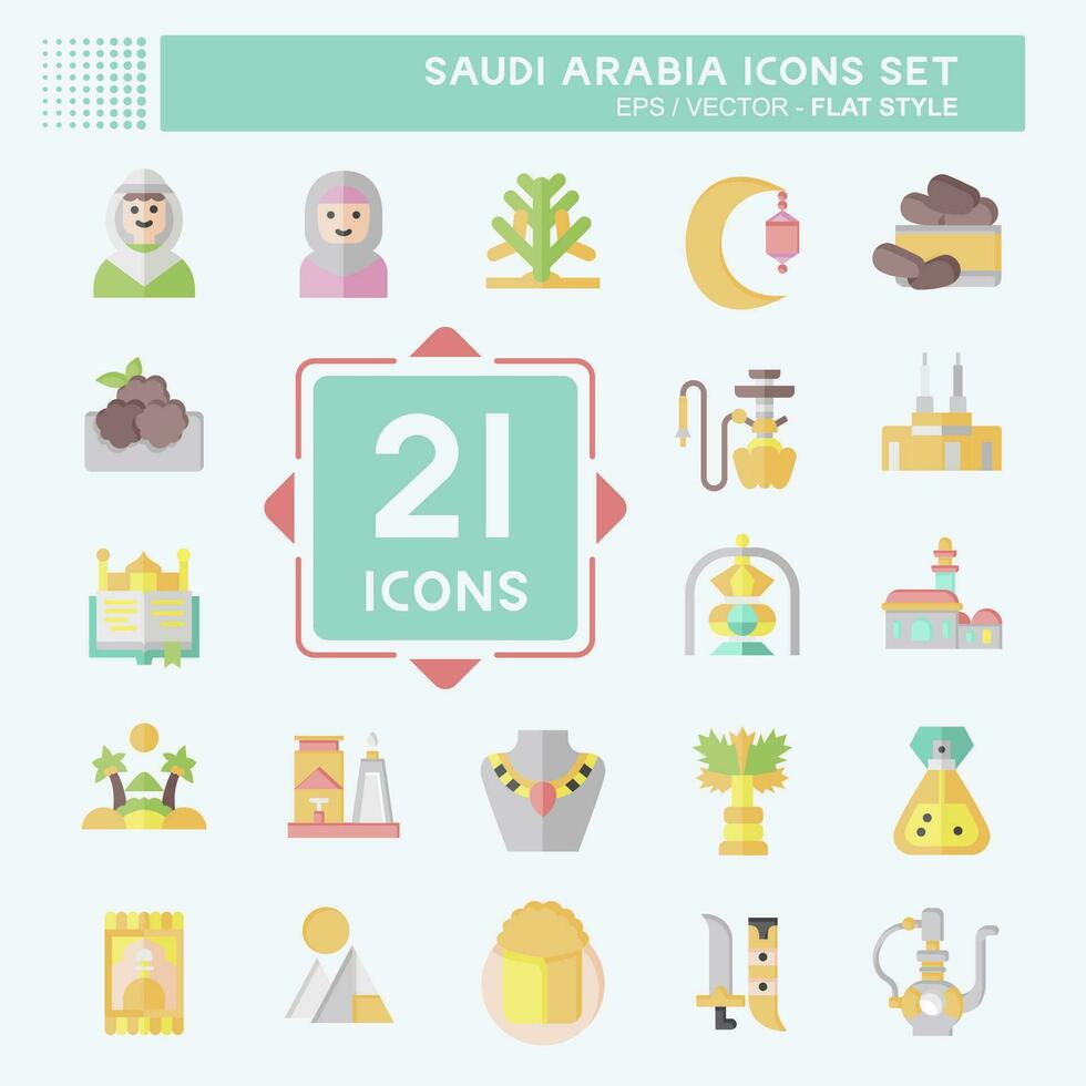 ikon uppsättning saudi arabien. relaterad till islamic symbol. platt stil. enkel design redigerbar. enkel illustration vektor