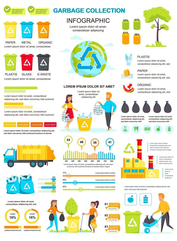 Müllabfuhr-Banner mit Infografik-Elementen vektor